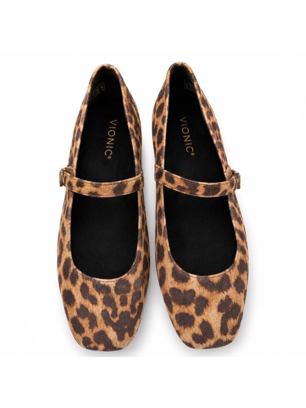 Vionic Alameda Tan Leopard Leather Orthotic Mary Jane Flats Womens 11 Square Toe - Picture 4 of 7